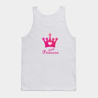 Cute Little Princess with Pink Crown and Heart Tank Top